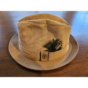 Vintage HUSHPUPPIES SINATRA STYLE BREATHIN BRUSHED PIGSKIN‎ HAT SZ SMALL